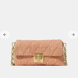 NWT🧡Kate Spade Carey Tweed Wallet On Chain Crossbody Orange Jasper Summer KN711